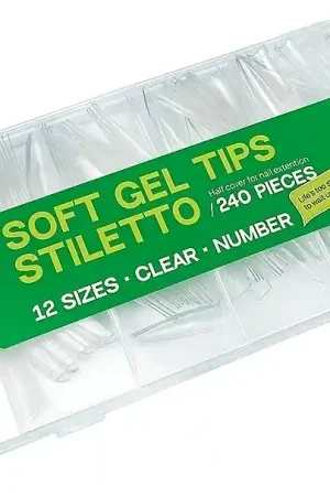 Gelnageltips ‘Stiletto‘, transparant, 240 stuks