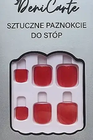 Set van 24 rode, vierkante kunstteennagels