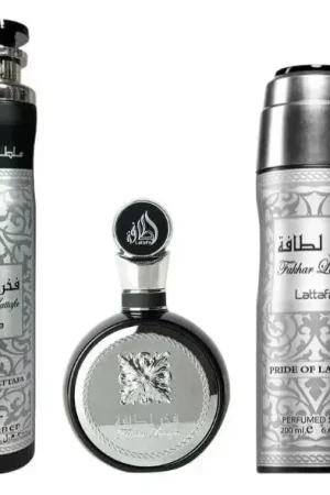Fakhar Man geschenkset - 100 ml + Geparfumeerde spray 200 ml + Luchtverfrisser eau de parfum 300 ml