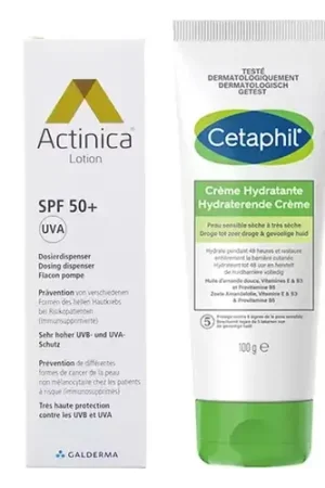 Actinica + Cetaphil Beschermings- en Hydratatieroutine - Lotion met zeer hoge beschermingsfactor en hydraterende crème