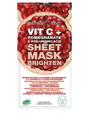 7th Heaven FAB FACE FOOD VIT C + GRANAATAPPEL & HYALURONZUUR stoffen masker