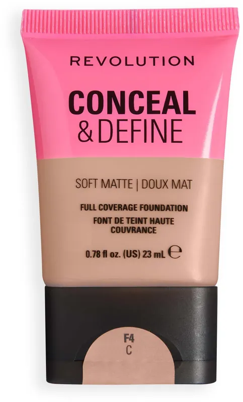 Revolution Beauty LondonConceal and Define Soft Matte Tube Foundation F4C