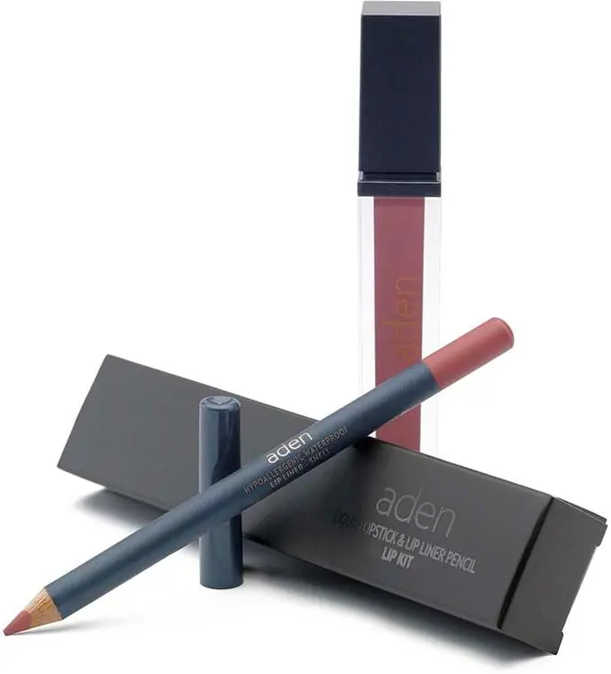 AdenLiquid Lipstick + Lipliner Pencil Set Shell 05